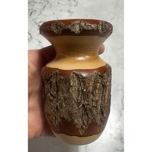 George Looney Signed Hand-Turned Live Edge Sassafras Wood Bud Vase – 4" Tall